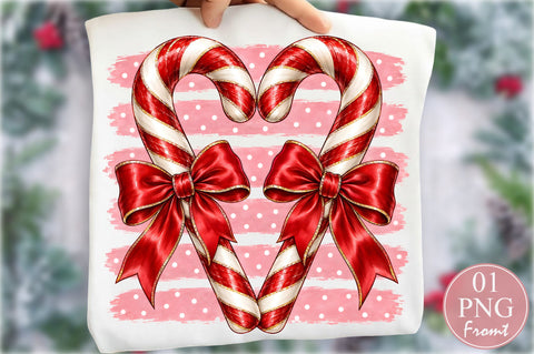 Candy Cane Heart Red Bow PNG Sublimation nirmal108roy 
