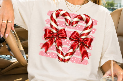 Candy Cane Heart Red Bow PNG Sublimation nirmal108roy 
