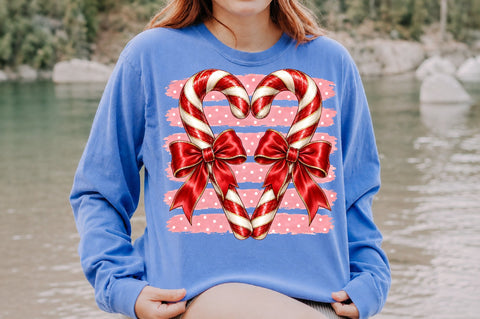 Candy Cane Heart Red Bow PNG Sublimation nirmal108roy 