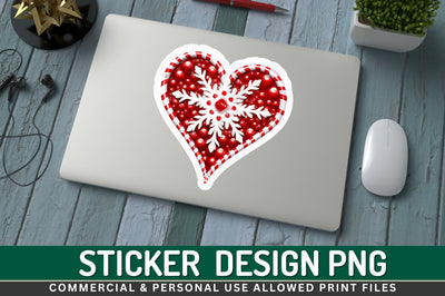 Candy cane heart snowflake Sticker Design Sublimation Regulrcrative 