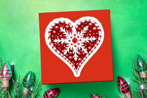 Candy cane heart snowflake Sticker Design Sublimation Regulrcrative 
