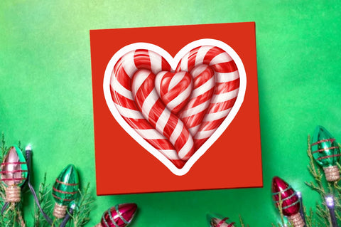 Candy cane heart Sticker Design Sublimation Regulrcrative 