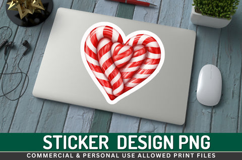 Candy cane heart Sticker Design Sublimation Regulrcrative 