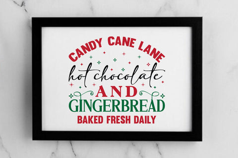 Candy cane lane hot chocolate and gingerbread baked fresh daily SVG Angelina750 