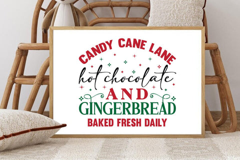 Candy cane lane hot chocolate and gingerbread baked fresh daily SVG Angelina750 