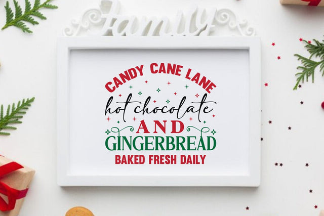 Candy cane lane hot chocolate and gingerbread baked fresh daily SVG Angelina750 