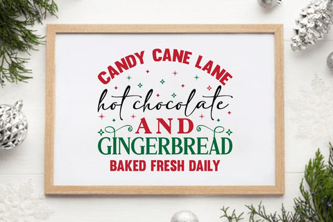 Candy cane lane hot chocolate and gingerbread baked fresh daily SVG Angelina750 