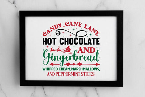 Candy cane lane hot chocolate and gingerbread whipped cream marshmallows and peppermint sticks SVG Angelina750 