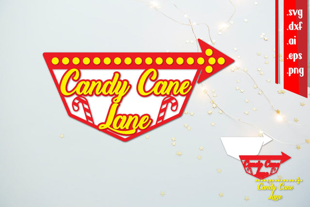 Candy Cane Lane Sign SVG zafrans studio 