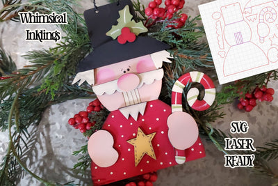 Candy Cane Nutcracker Ornament Laser SVG SVG Whimsical Inklings 
