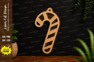 Candy Cane Ornament SVG Laser Cut Svg Design SVG Regulrcrative 