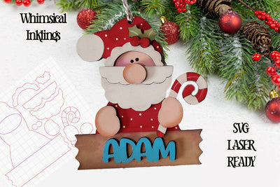 Candy cane Santa Sign Ornament Laser SVG SVG Whimsical Inklings 