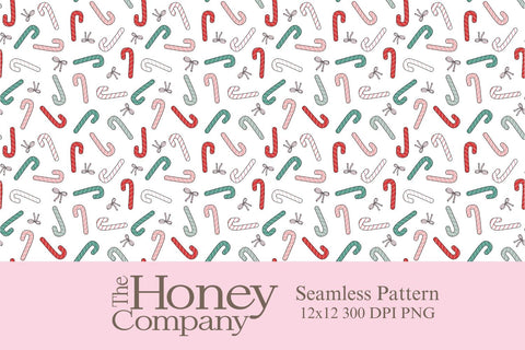Candy Cane Seamless Pattern | Pastel Christmas Preppy Sublimation The Honey Company 
