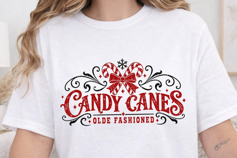 Candy Canes Olde Fashioned Christmas PNG SVG DesignDestine 