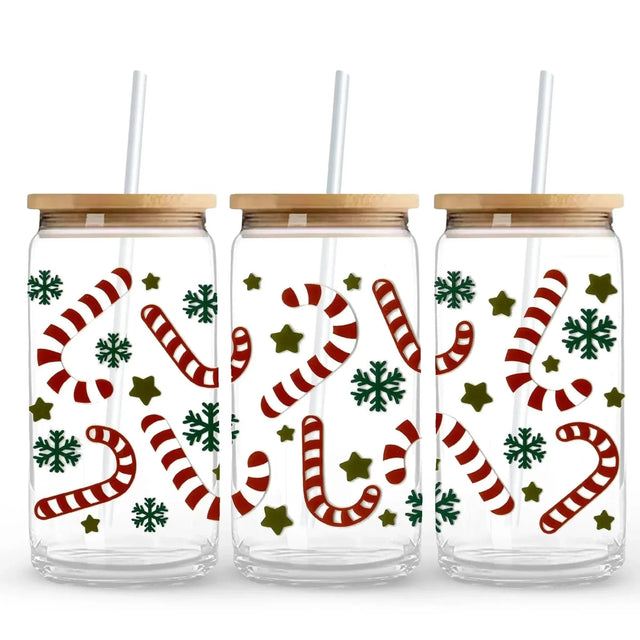 Candy Canes & Snowflakes 9.7 x 4.3 UV DTF Wrap Only (Cup NOT Included) Physical DIY Craft Warehouse 