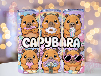 Candy Capybara Fantasy 20oz Tumbler Wrap, Candy Theme, Capybara Motif, Fantasy Style, Whimsical Charm, Cute Design, Skinny Tumbler, Sublimation PNG Sublimation SvggirlplusArt 