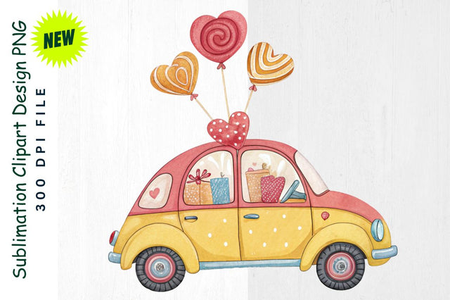 Candy Car with Heart Shaped Lollipops Sublimation Clipart Sublimation Regulrcrative 