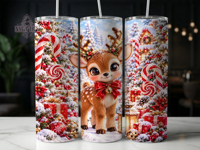 Candy Christmas Reindeer 20oz Tumbler, Candy Reindeer PNG, Xmas Reindeer Sub, Sweet Candy Wrap, Festive Reindeer, Holiday Tumbler Sub, Cute Reindeer Cup, Candy Cane Reindeer Sublimation SvggirlplusArt 