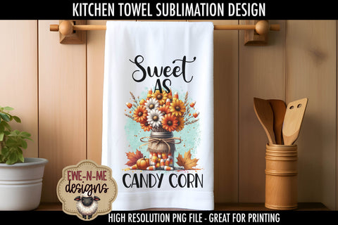 Candy Corn Bouquets - Fall Kitchen Towel Sublimation PNGs Sublimation Ewe-N-Me Designs 