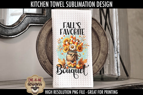 Candy Corn Bouquets - Fall Kitchen Towel Sublimation PNGs Sublimation Ewe-N-Me Designs 