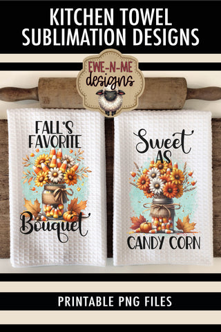 Candy Corn Bouquets - Fall Kitchen Towel Sublimation PNGs Sublimation Ewe-N-Me Designs 