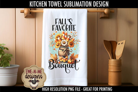 Candy Corn Bouquets - Fall Kitchen Towel Sublimation PNGs Sublimation Ewe-N-Me Designs 