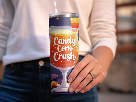 Candy Corn Crush Halloween Tumbler Wrap PNG Sublimation Luvleigh Digitals 