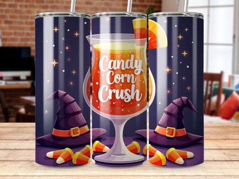 Candy Corn Crush Halloween Tumbler Wrap PNG Sublimation Luvleigh Digitals 