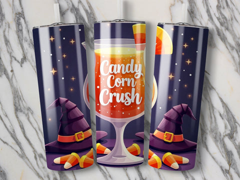 Candy Corn Crush Halloween Tumbler Wrap PNG Sublimation Luvleigh Digitals 
