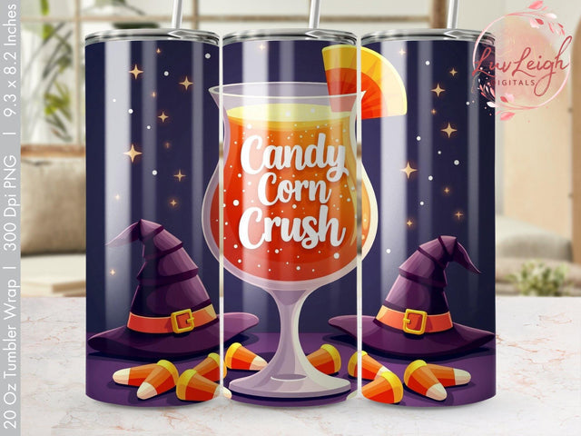 Candy Corn Crush Halloween Tumbler Wrap PNG Sublimation Luvleigh Digitals 