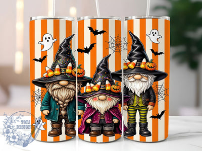 Candy Corn Gnome Magic 20oz Tumbler, Gnome Motif, Candy Corn Accent, Halloween Theme, Magic Art Design, Whimsical Flair, Sublimation Wrap, 20oz Tumbler Sublimation ToriDesigns 