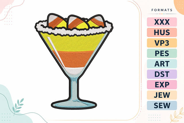 Candy Corn Martini Glass Halloween Embroidery Design Embroidery/Applique DESIGNS sg embroidery 