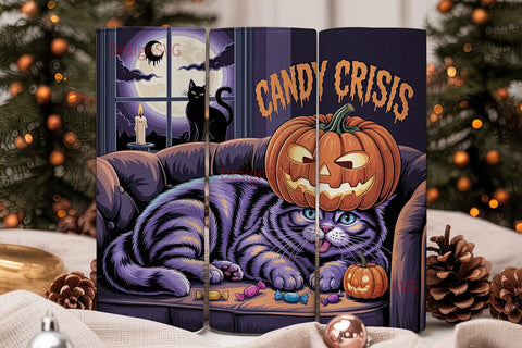 Candy Crisis Cat 20oz Tumbler Wrap Sublimation DesignSVG 
