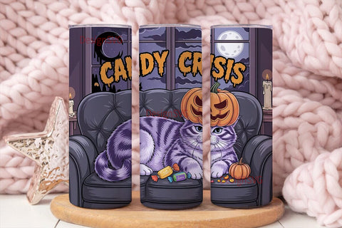 Candy Crisis Cat 20oz Tumbler Wrap Sublimation DesignSVG 