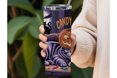 Candy Crisis Cat 20oz Tumbler Wrap Sublimation DesignSVG 