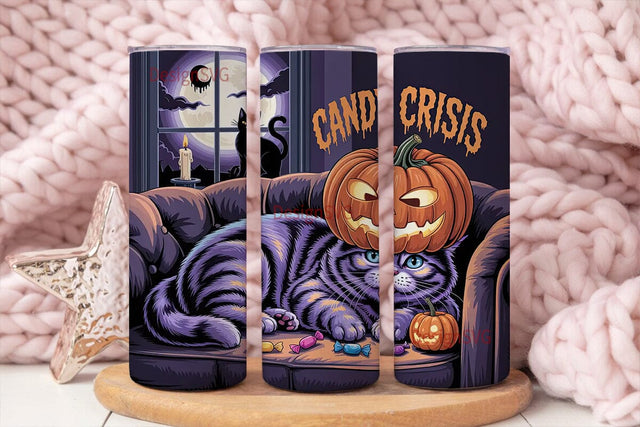 Candy Crisis Cat 20oz Tumbler Wrap Sublimation DesignSVG 
