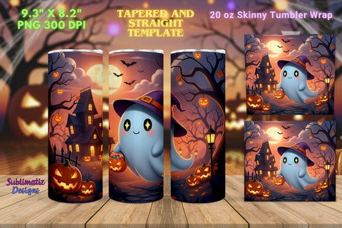 Candy Ghost Halloween Tumbler Wrap | Halloween Tumbler Wrap for Sublimation Sublimation Sublimatiz Designs 