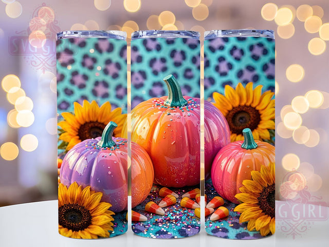 Candy Glow Pumpkins 20oz Tumbler, Glow Pumpkins, Candy Style, Halloween Theme, Sublimation Wrap, 20oz Tumbler, Vibrant Aesthetic, Festive Design Sublimation SvggirlplusArt 