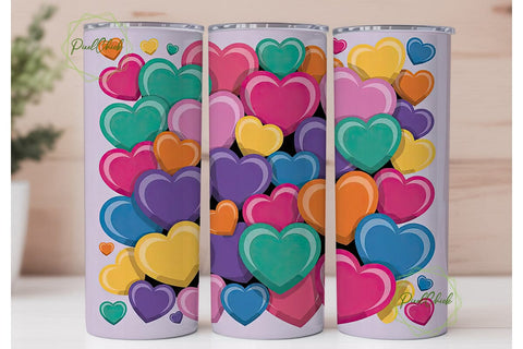 Candy Hearts 20oz Tumbler Wrap Sublimation PixelChick 