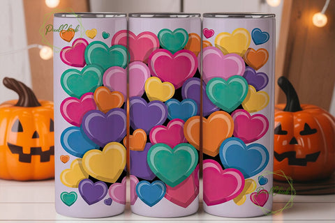 Candy Hearts 20oz Tumbler Wrap Sublimation PixelChick 