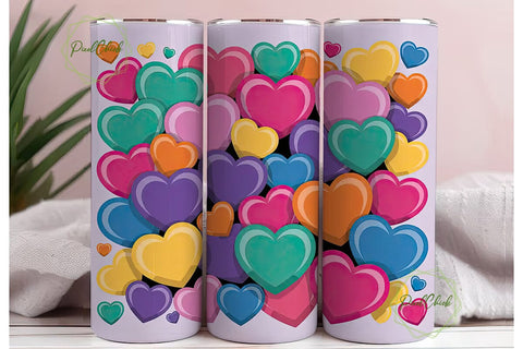Candy Hearts 20oz Tumbler Wrap Sublimation PixelChick 