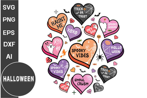 Candy Hearts Halloween PNG, Halloween SVG SVG DesignPlante 503 