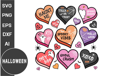 Candy Hearts Halloween PNG, Halloween SVG SVG DesignPlante 503 