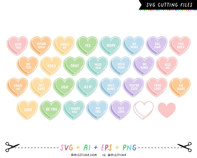 Candy Hearts SVG SVG Miss Tiina 