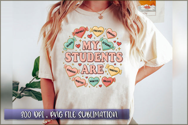 Candy Hearts Teacher Valentine PNG Sublimation Shetara Begum 