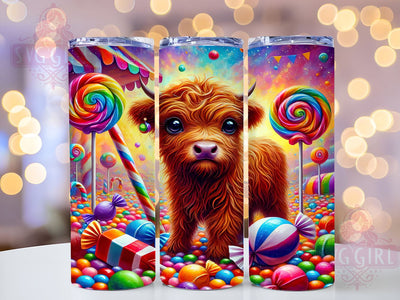 Candy Land Highland Cow Colorful 20oz Tumbler Wrap, Cow Sublimation, Colorful Cow Design, Cute Cow Gift, Sweet Treat Tumbler Sublimation SvggirlplusArt 