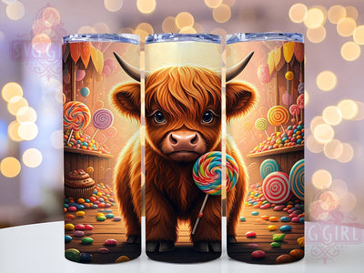 Candy Land Highland Cow Colorful 20oz Tumbler Wrap, Cow Sublimation, Colorful Cow Design, Cute Cow Gift, Sweet Treat Tumbler Sublimation SvggirlplusArt 