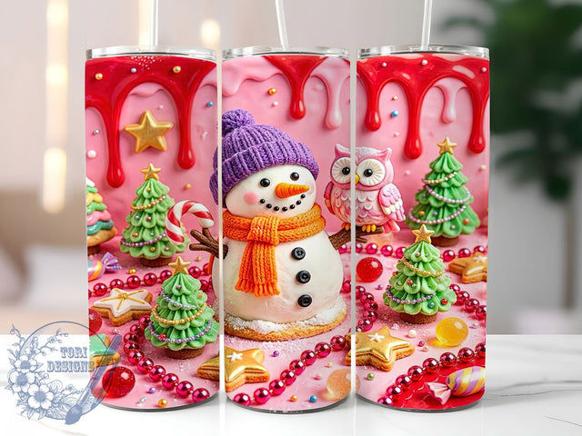Candy Snowman Holiday 20oz Tumbler Wrap, Candy Theme, Snowman Motif, Holiday Charm, Festive Style, Whimsical Winter, Skinny Tumbler, Sublimation PNG Sublimation ToriDesigns 