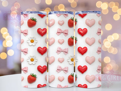 Candy Strawberry Daisy 20oz Tumbler Wrap, Candy Theme, Strawberry Motif, Daisy Flower, Playful Style, Whimsical Charm, Skinny Tumbler, Sublimation PNG Sublimation SvggirlplusArt 
