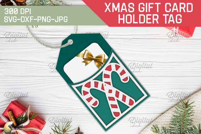 Candy SVG Christmas Gift Card Holder Tag. 3D Layered Paper Cut 3D Paper Evgenyia Guschina 